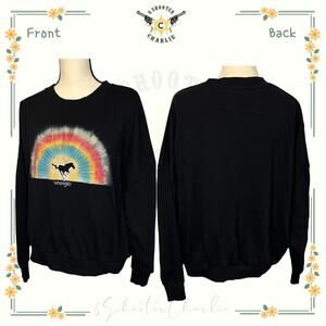 Women's Wrangler Sunset Horse Oversized Sweater Black Size Large